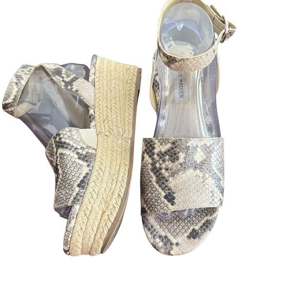 Women's Steve Madden Weaver Snakeskin Print Wedge Platform Sandals Size 8 - Picture 3 of 5